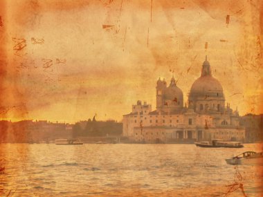 Venice sunset over old paper clipart