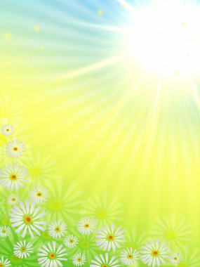 Spring flowers with sun clipart