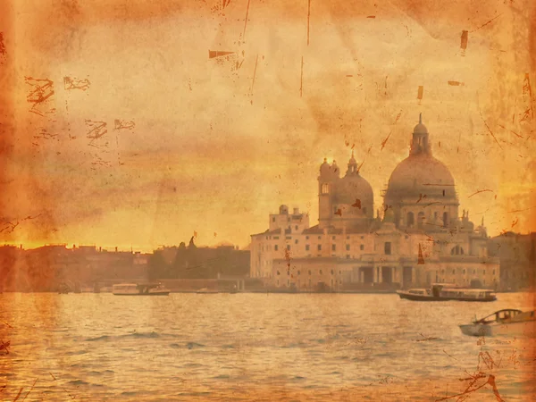 Venedig Sonnenuntergang über altem Papier — Stockfoto