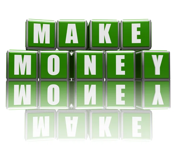 Make money in green cubes — Zdjęcie stockowe