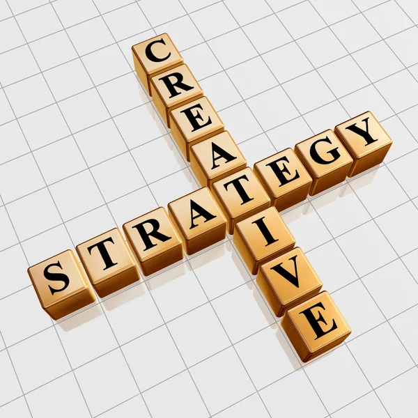 Estratégia criativa dourada como palavras cruzadas — Fotografia de Stock
