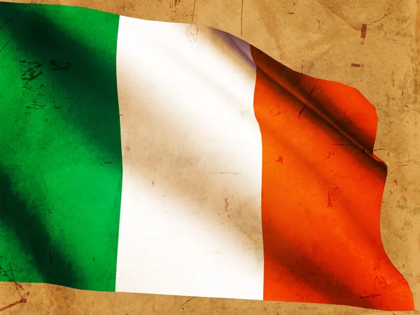 爱尔兰国旗在旧纸张背景 — 图库照片