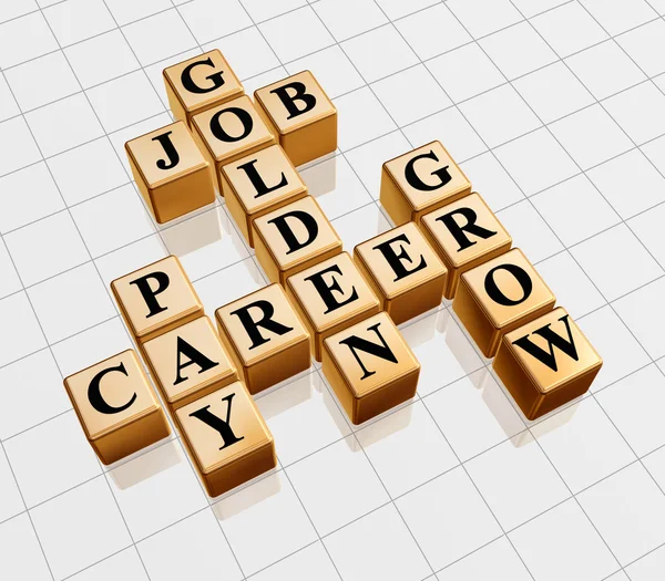 Golden crossword - job, career, grow, pay — Stock Photo, Image