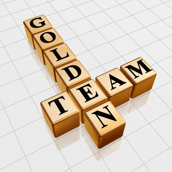 Gouden team kruiswoordraadsel — Stockfoto