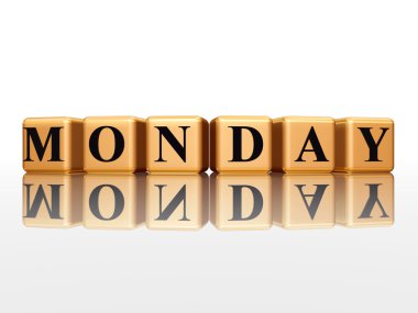 Monday in 3d golden cubes clipart