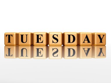 Tuesday in 3d golden cubes clipart