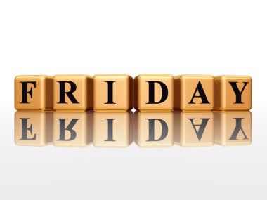 Friday in 3d golden cubes clipart