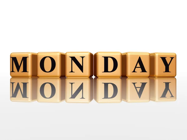 Monday in 3d golden cubes — Stock Photo, Image