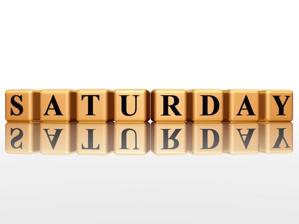 Saturday in 3d golden cubes — Stock Photo, Image