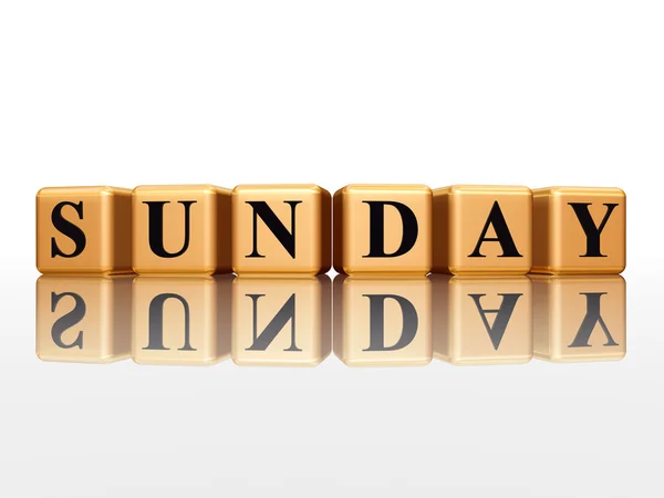 Sunday in 3d golden cubes — Stock Photo, Image