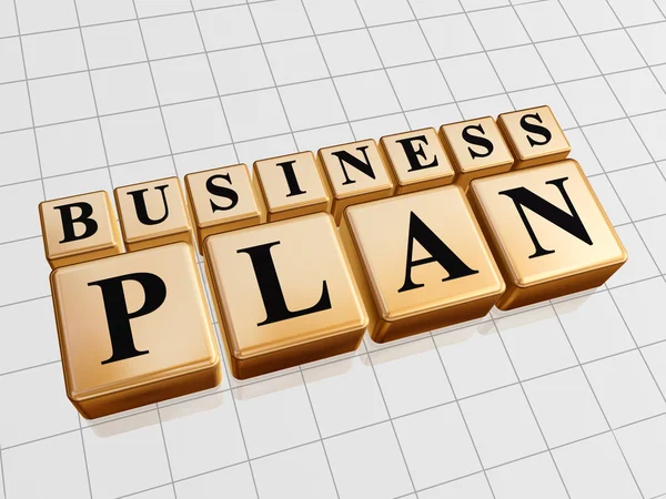 Business plan in golden cubes — Stock Photo, Image