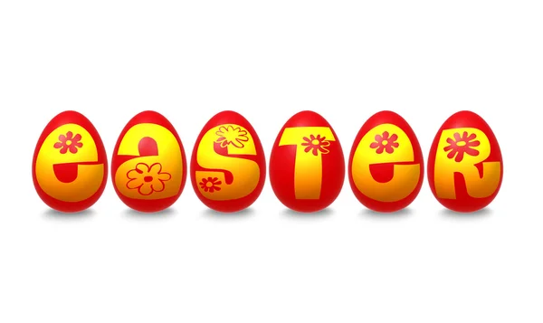 Червоні яйця з текстом — стокове фото