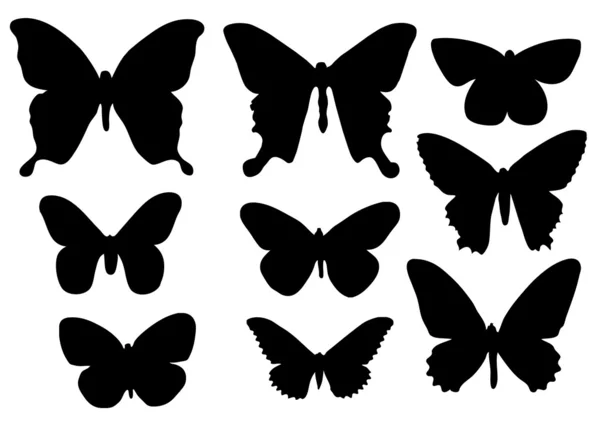 The silhouettes of butterflies — Stock Vector