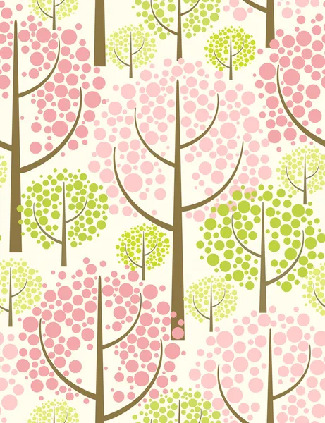Spring forest. Seamless vector pattern in green. — Stock Vector