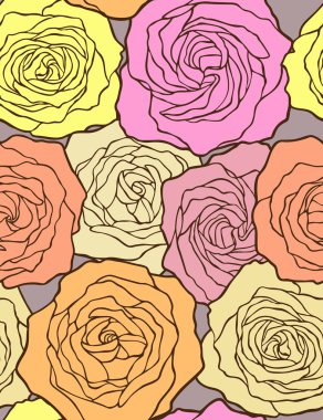 Multicolored roses. Seamless floral pattern. Vector illustration clipart