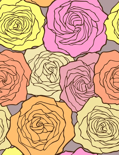 Rosas multicoloridas. Padrão floral sem costura. Ilustração vetorial — Vetor de Stock