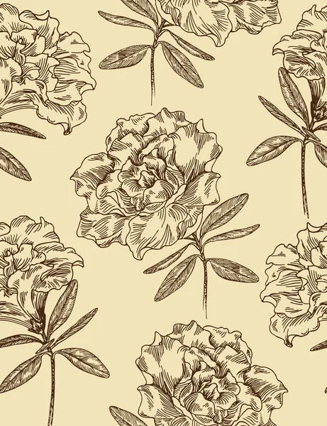 Azaleas. Patrón floral inconsútil en estilo vintage. Ilustración vectorial — Archivo Imágenes Vectoriales
