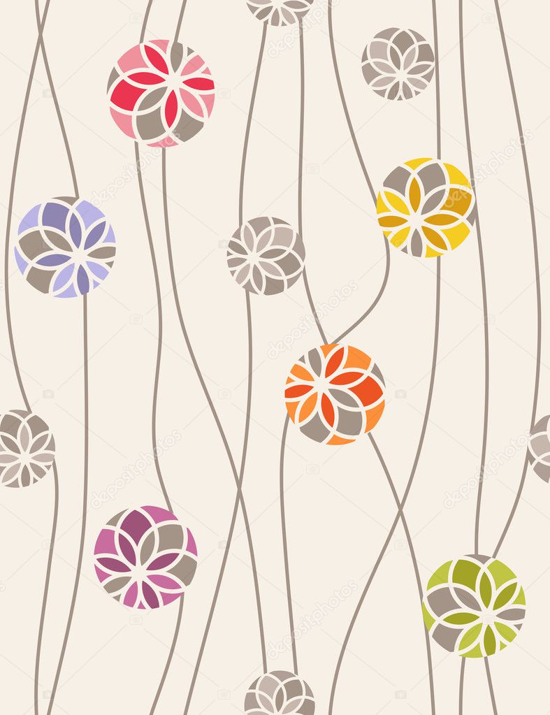 Colorful floral medallions. Seamless vector pattern