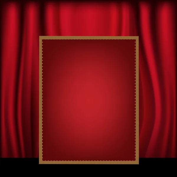 Rideau rouge fond Panneau d'affichage blanc — Image vectorielle
