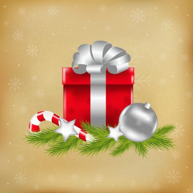 Xmas Illustration With Gift clipart