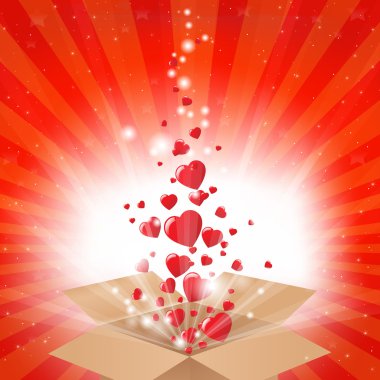 Gift Box With Stars And Hearts clipart