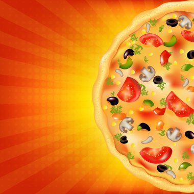 Pizza Poster With Sunburst clipart