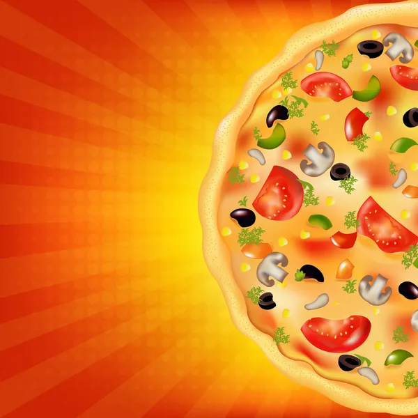 Pizza Poster con Sunburst — Vector de stock