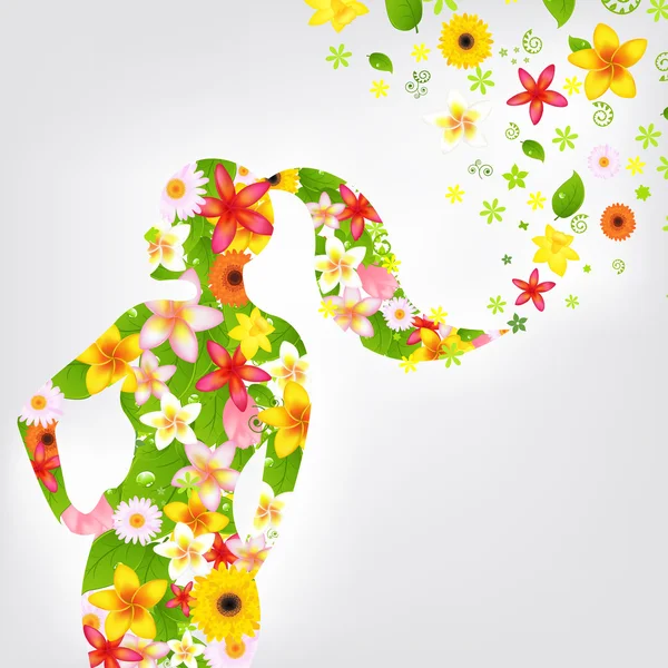 Γυναίκα και λουλούδι — Διανυσματικό Αρχείο