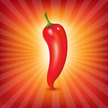 Red Hot Pepper With Sunburst clipart