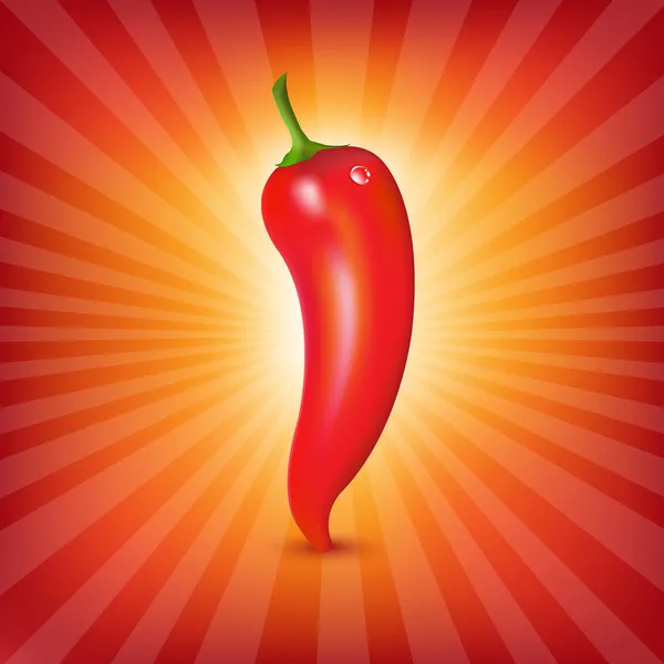 Röd peppar med sunburst — Stock vektor