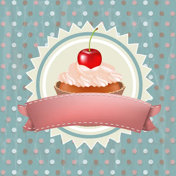 Födelsedag cupcake med körsbär — Stock vektor