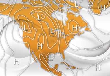 Sample Weather Map of North America clipart