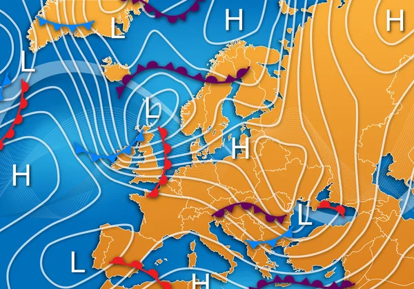 Mapa meteorológico europeo — Foto de Stock