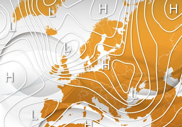 Ευρώπη μετεωρολογικός χάρτης — Φωτογραφία Αρχείου