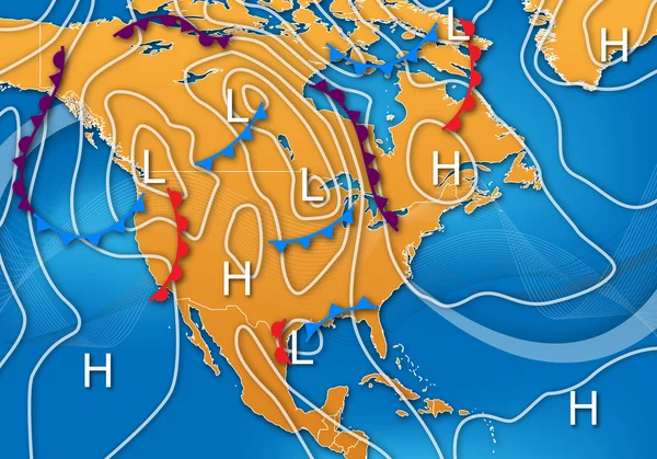 Väder karta över Nordamerika — Stockfoto