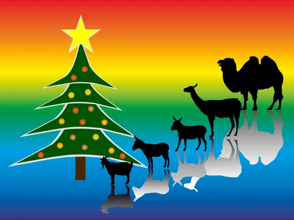 Weihnachtsbaum mit Huftieren — Wektor stockowy