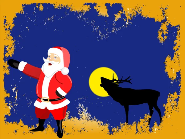 Noel Baba geyik ile — Stok Vektör
