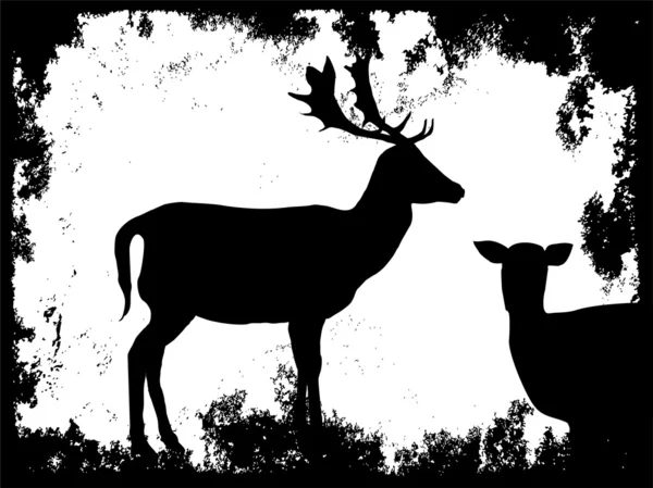 Silhouette d'une biche — Image vectorielle