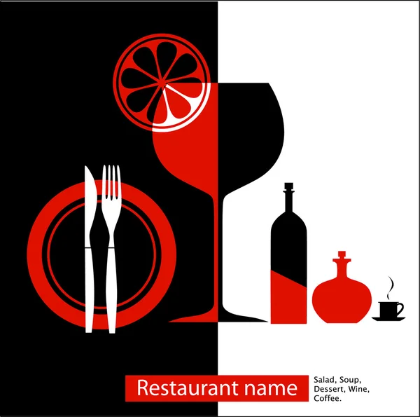 Siyah & kırmızı menü için kafe, Restoran — Stok Vektör
