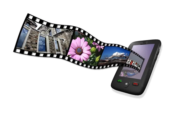 3Dスマートフォンの映画や画像ストリップ ロイヤリティフリーのストック写真