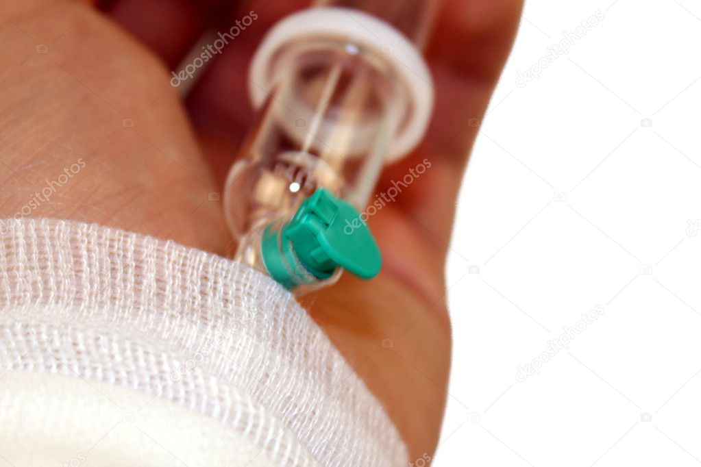 Hand with infusion needle