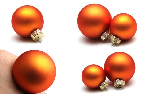 Na białym tle pomarańczowy Boże Narodzenie sfer kolekcja — Zdjęcie stockowe
