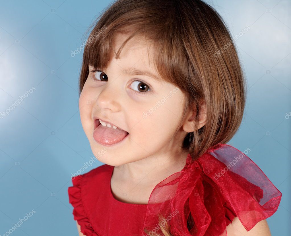 Little Girl Puts out Her Tongue — Stock Photo © nataliia #10565176, image size:1023x828