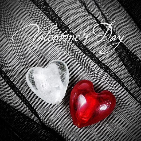 Hearts over Textile Valentine's Day Card — Stock Photo, Image