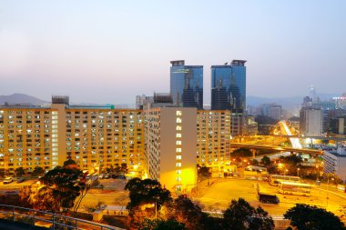 Kentsel şehir gece, hong kong