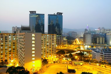 Kentsel şehir gece, hong kong