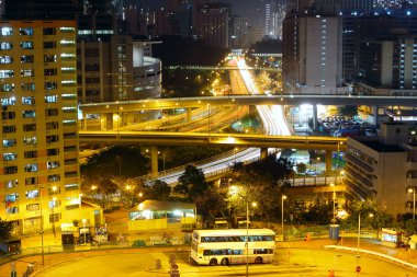 Kentsel şehir gece, hong kong