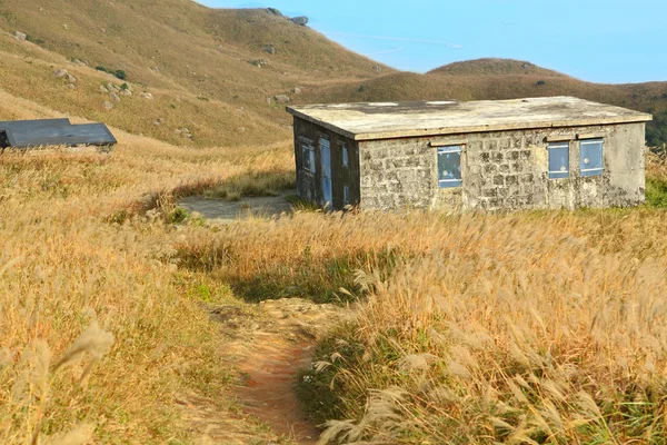 Vieja casa de piedra con hierba en la montaña —  Fotos de Stock