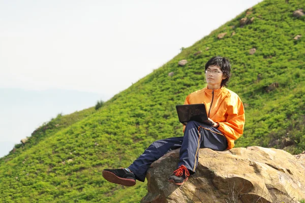Asain Man with notebook — Stock Photo, Image