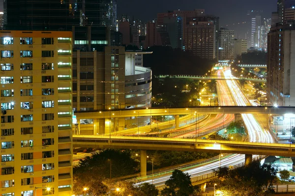 Noche urbana del centro, hong kong — Foto de Stock